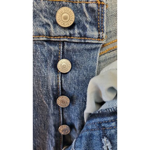 Levi's Premium Womens Jeans Size W27 X 26L (Actual) Button Fly Ribcage Straight - Picture 14 of 16